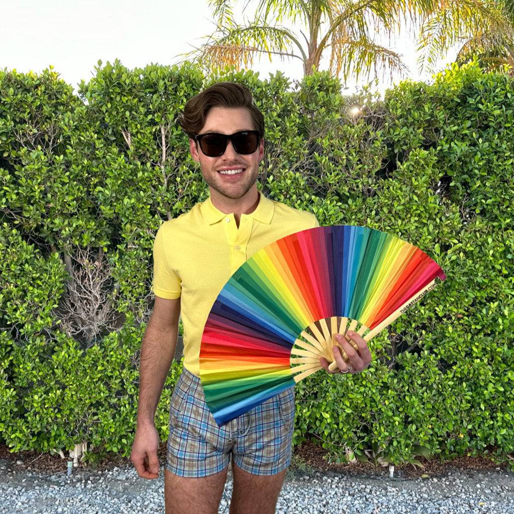 Rainbow Pride Bamboo Folding Fan