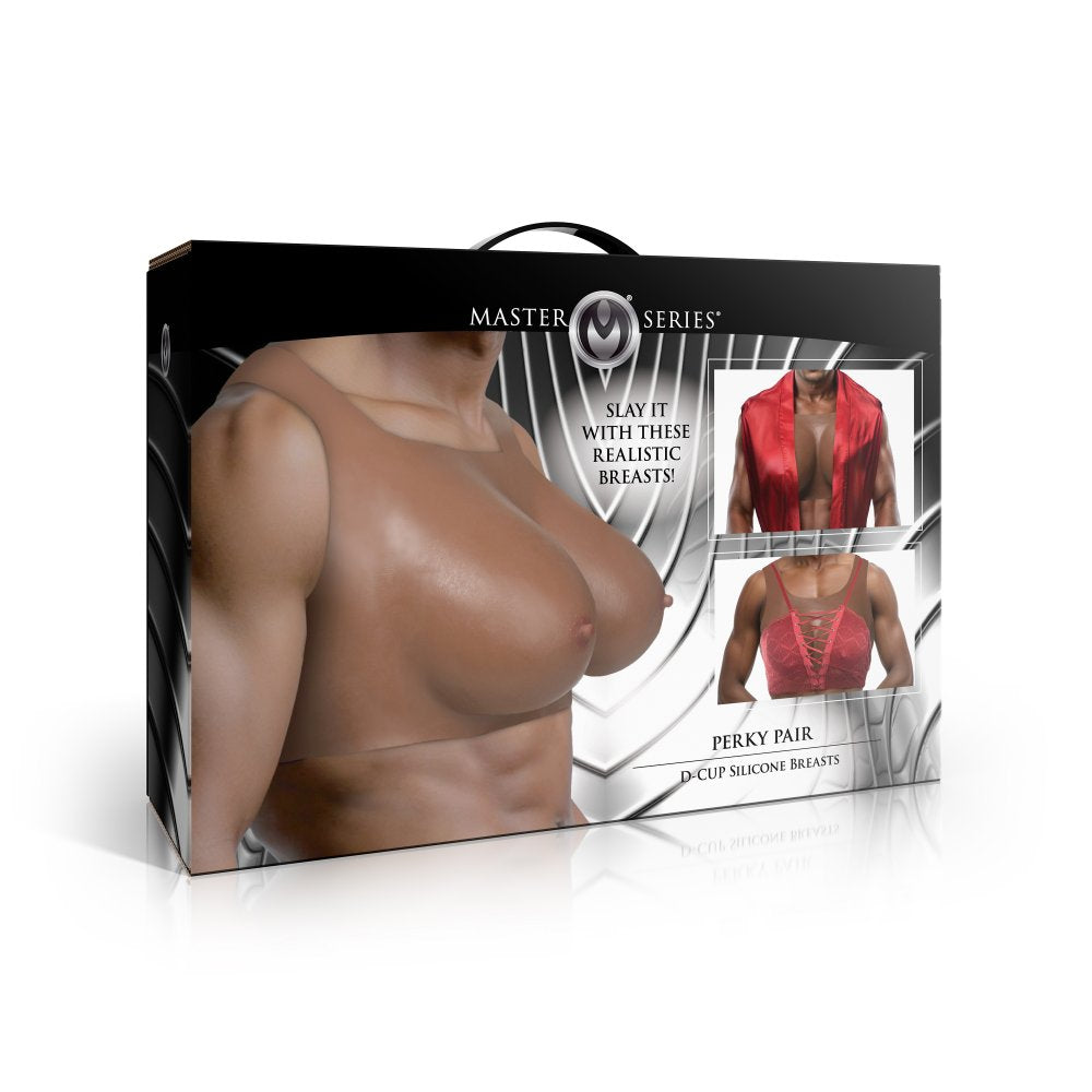 Master Series Perky Pair D-Cup Silicone Breast Forms in Dark