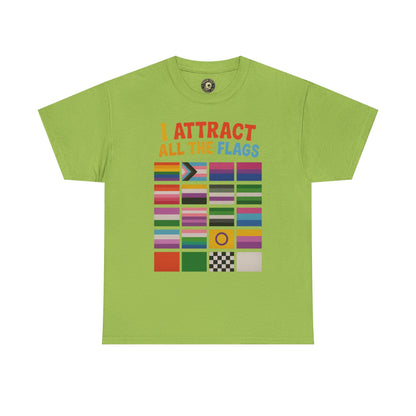 I Attract All The Flags LGBTQ Pride T-Shirt – Funny Inclusivity Shirt – Gildan 5000