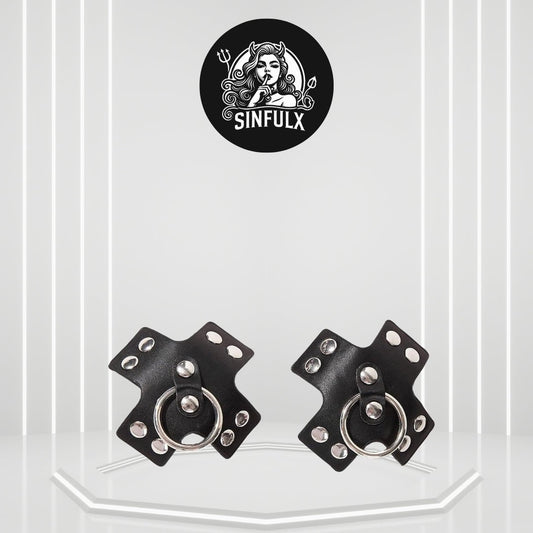 Black Leather BDSM Nipple Pasties
