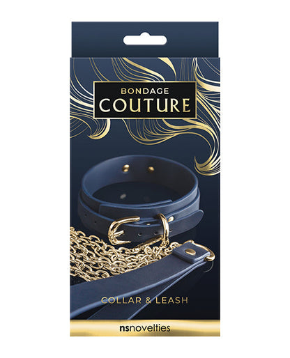 Bondage Couture Vinyl Collar & Leash - Blue