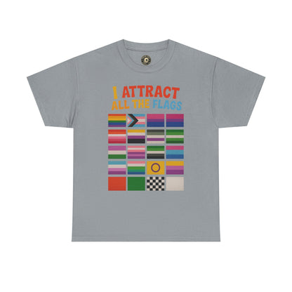 I Attract All The Flags LGBTQ Pride T-Shirt – Funny Inclusivity Shirt – Gildan 5000