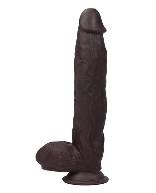 Get Lucky 12" Real Skin Dildo - Dark Brown
