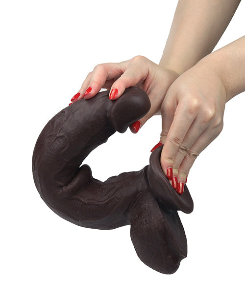 Get Lucky 12" Real Skin Dildo - Dark Brown