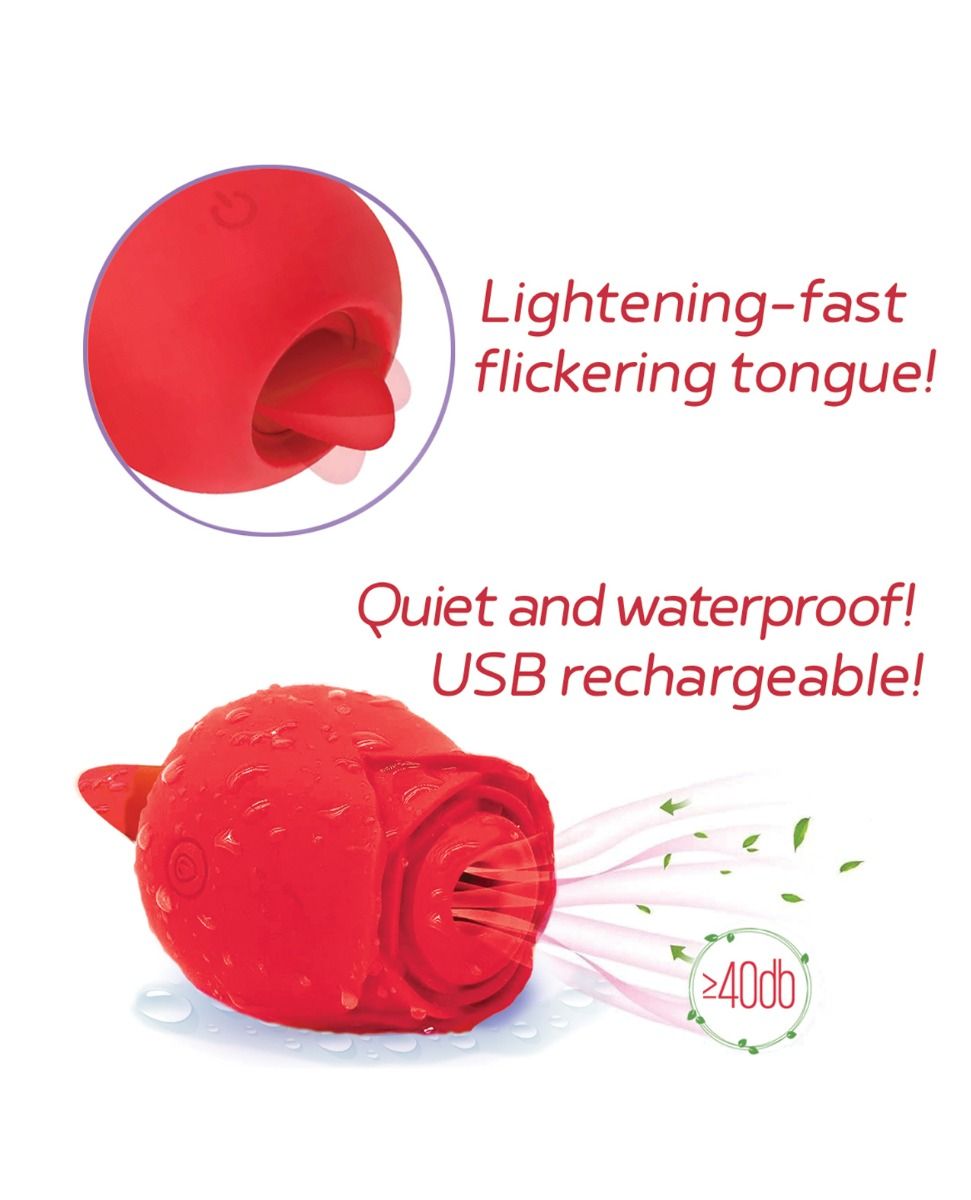 Wild Rose Suction & Tongue Vibrator - Red