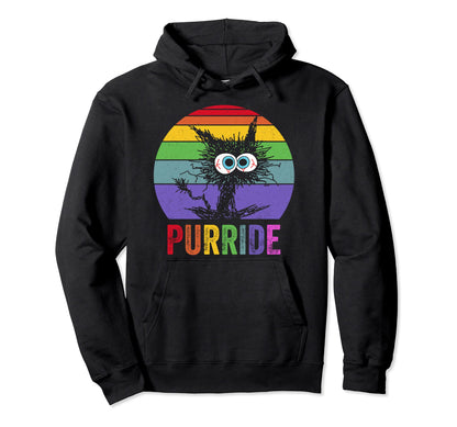 Pride Cat Purride Gay Lgbtq Rainbow Flag Hoodie - Trendy Graphic Men Women