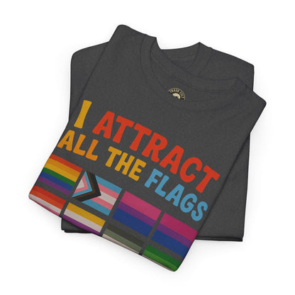 I Attract All The Flags LGBTQ Pride T-Shirt – Funny Inclusivity Shirt – Gildan 5000