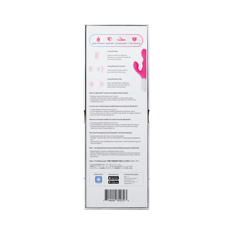 Lovense Nora Rotating Head Rabbit Vibrator - Pink