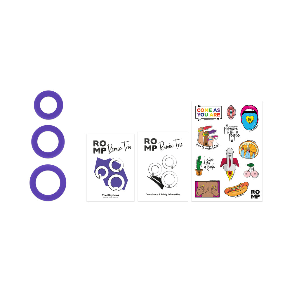 ROMP Remix Trio Penis Ring Set of 3 - Purple