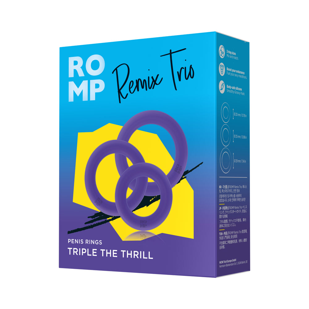 ROMP Remix Trio Penis Ring Set of 3 - Purple