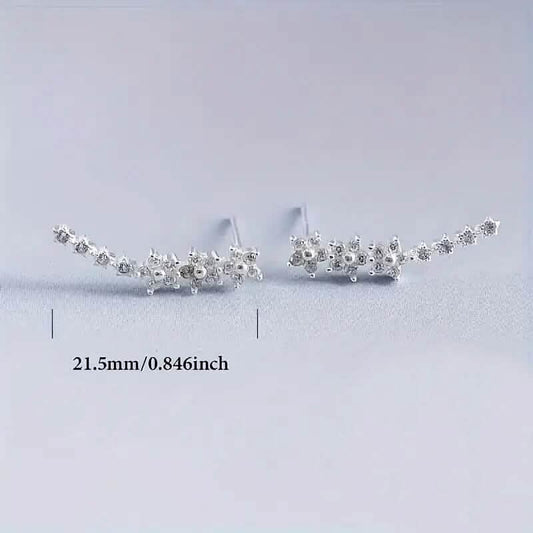 925 Silver Climber Earrings with Hypoallergenic Synthetic Cubic Zirconia