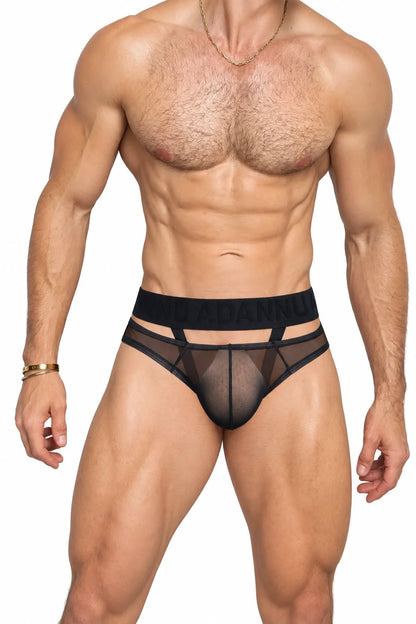 Men’s Sexy Sheer Thong with Ring & Strap Design