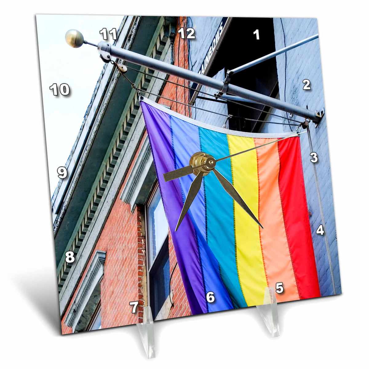 3dRose Danita Delimont - Flags - Gay Pride Flag, New York City, New York. USA - Desk Clocks
