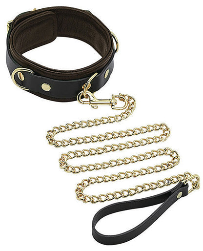 Spartacus Brown Leather BDSM Collar & Leash Set