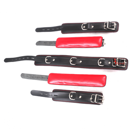 Valentine's Luxury Leather Bondage Kit Wrist, Ankle & Thigh Cuffs, Collar, Flogger, Riding Crop, Blindfold & Leash