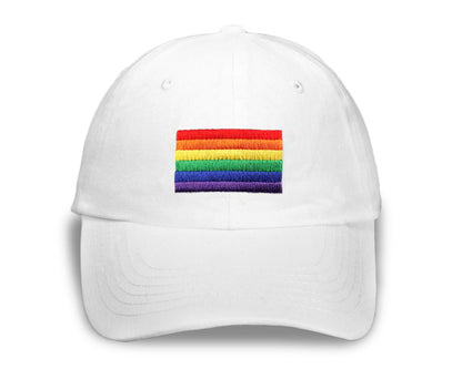 Rectangle Rainbow Gay Pride Flag Hats in White