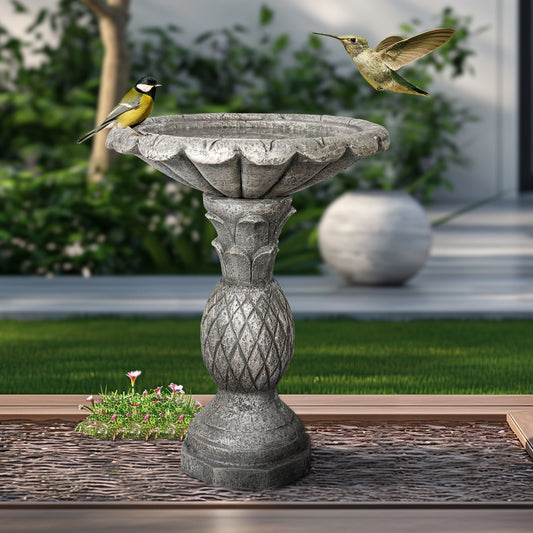 Concrete Pineapple Bird Bath Classical Pedestal 24 Inch