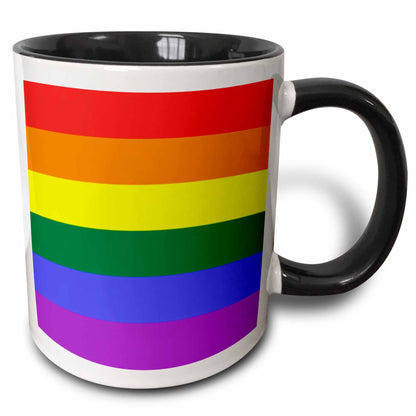 3dRose Kike Calvo Flags - Rainbow Flag Gay Lesbian Pride Icon - Mugs (mug_37605)