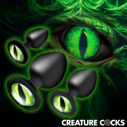 Creature Cocks Creature Eyes Green Eye Silicone Butt Plug Set