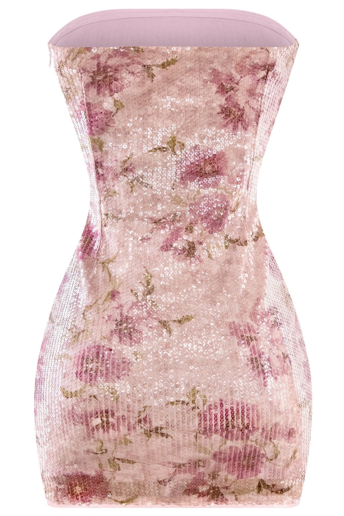 Amelia Luxury Strapless Floral Sequin Mini Dress | Shimmer Fit