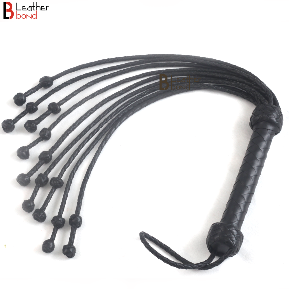 Bad Boy Hard Leather Bondage Kit Wrist, Ankle & Thigh Cuffs, Collar, Paddles, Flogger, Blindfold & Leash | Black