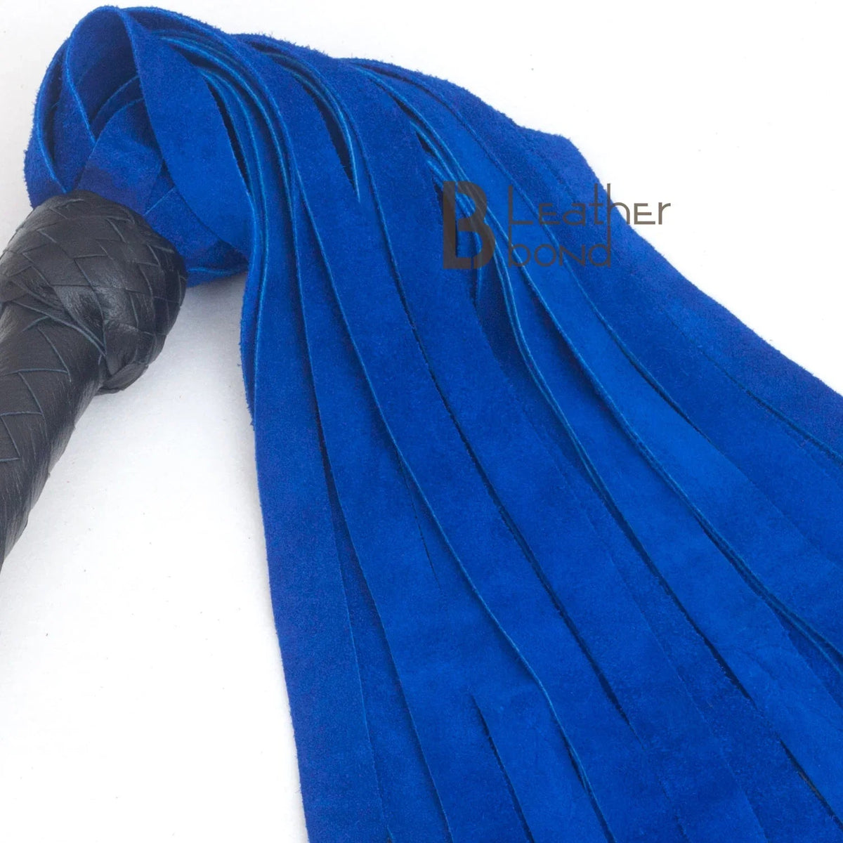 Real Cowhide Suede Leather Flogger 25 Falls Blue & Black Heavy Duty Thuddy Whip | BDSM Impact Flogger