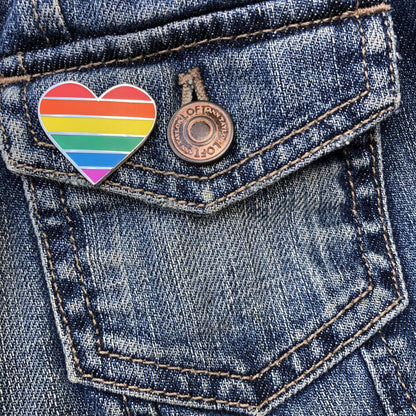 LGBTQ Pride Enamel Pin – Rainbow Flag Heart Metal Brooch for Inclusion & Support