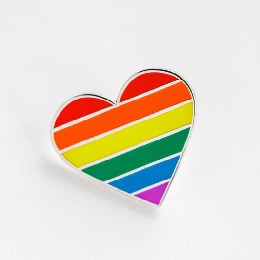 LGBTQ Pride Enamel Pin – Rainbow Flag Heart Metal Brooch for Inclusion & Support