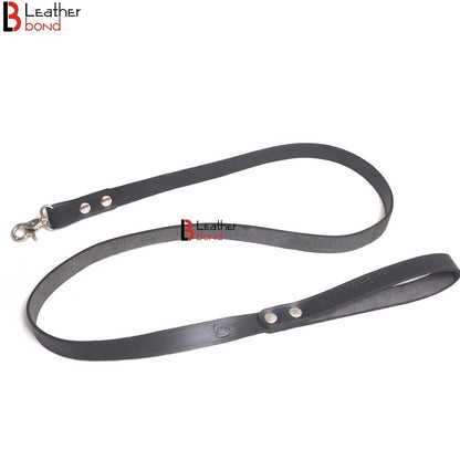 Bad Boy Hard Leather Bondage Kit Wrist, Ankle & Thigh Cuffs, Collar, Paddles, Flogger, Blindfold & Leash | Black