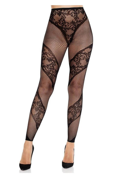 Lace and Net Illusion Footless Tights