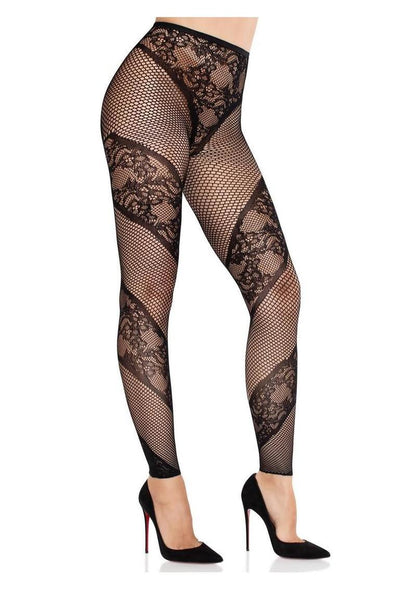 Lace and Net Illusion Footless Tights