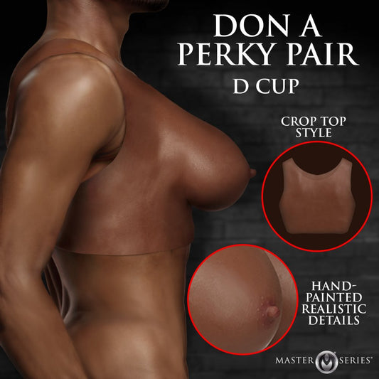 Master Series Perky Pair D-Cup Silicone Breast Forms in Dark