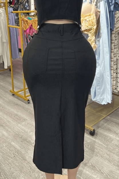 Midnight Rodeo Denim Crop Top & Skirt Set – Western Festival & Country Concert Outfit