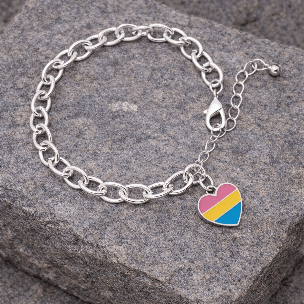 Pansexual LGBTQ Pride Heart Chunky Charm Bracelets