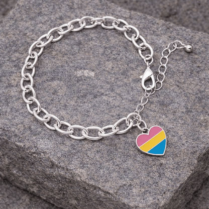 Pansexual LGBTQ Pride Heart Chunky Charm Bracelets
