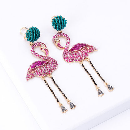 Flamingo Crystal Drop Earrings