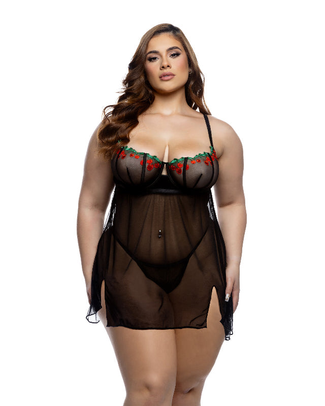Black Cherry Delight Babydoll Set