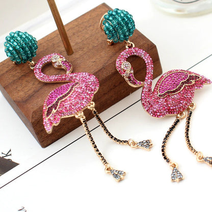 Flamingo Crystal Drop Earrings