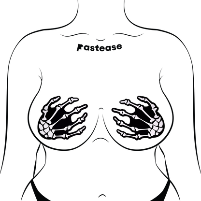 Boney Skeleton Hands on Black Nipple Pasties by Pastease®