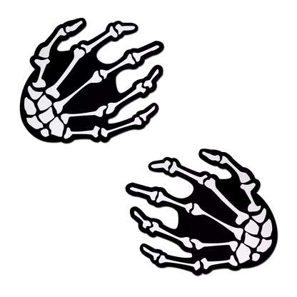 Boney Skeleton Hands on Black Nipple Pasties by Pastease®