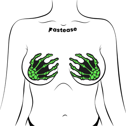 Boney Skeleton Hands on Black Nipple Pasties by Pastease®