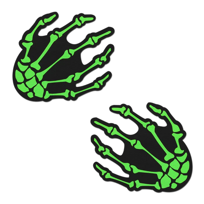 Boney Skeleton Hands on Black Nipple Pasties by Pastease®
