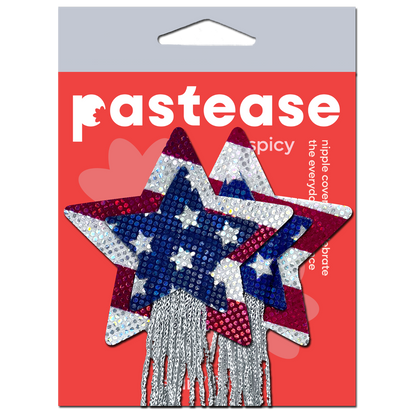 Tassel Pasties: American Patriotic Sparkling Stars & Stripes USA Breast Pasties