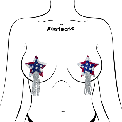 Tassel Pasties: American Patriotic Sparkling Stars & Stripes USA Breast Pasties