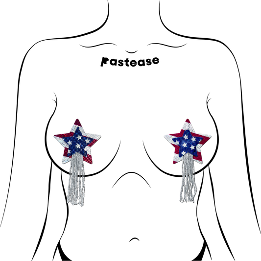 Tassel Pasties: American Patriotic Sparkling Stars & Stripes USA Breast Pasties