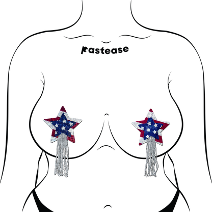 Tassel Pasties: American Patriotic Sparkling Stars & Stripes USA Breast Pasties